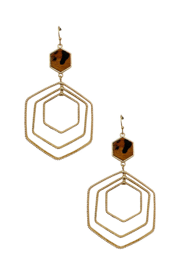 Multi Hexagon Link Dangle Earring