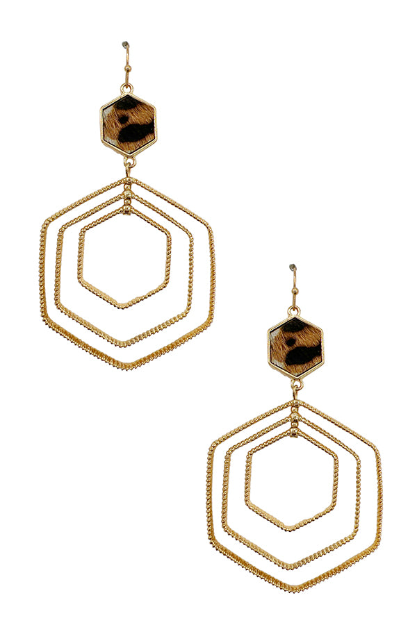 Multi Hexagon Link Dangle Earring