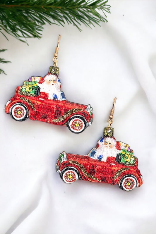 Santa Truck Dangle Earring