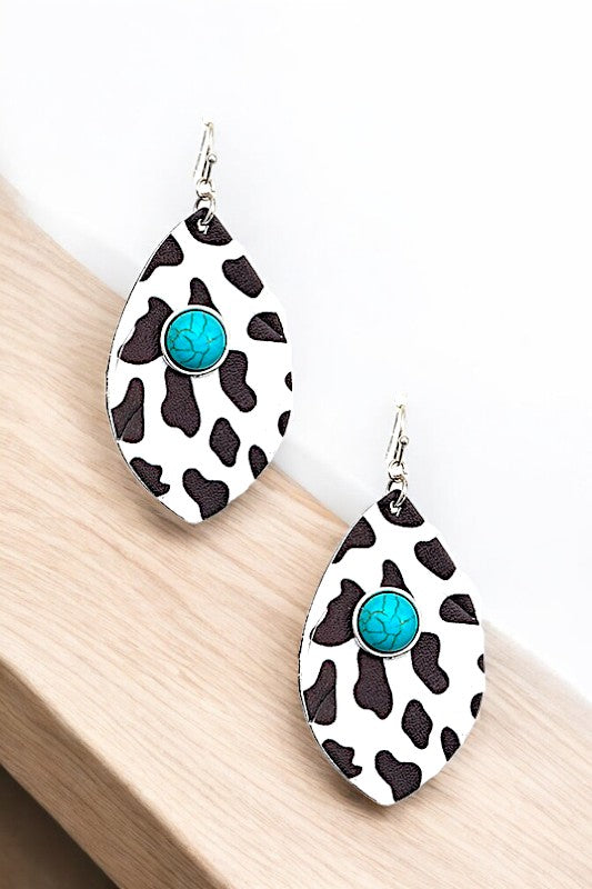 TEARDROP GEM ACCENT DANGLE EARRING