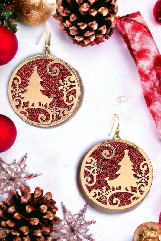 Glittery Christmas Tree Dangle Earring