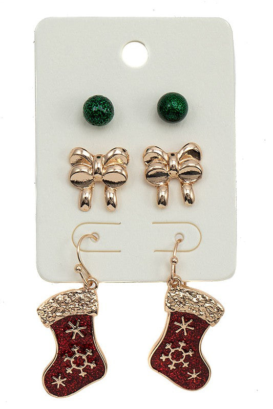 Mix Christmas Post Dangle Earring