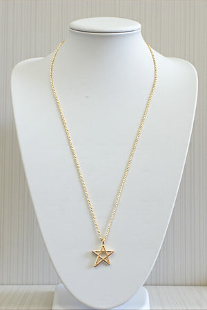 STAR OUTLINED PENDANT NECKLACE AND BALL POST EARRING SET