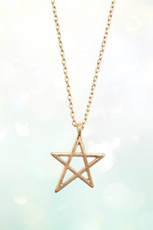 STAR OUTLINED PENDANT NECKLACE AND BALL POST EARRING SET