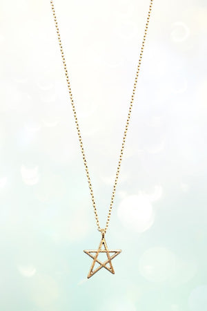STAR OUTLINED PENDANT NECKLACE AND BALL POST EARRING SET