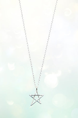 STAR OUTLINED PENDANT NECKLACE AND BALL POST EARRING SET
