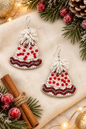 BEADED CHRISTMAS BELL EARRING