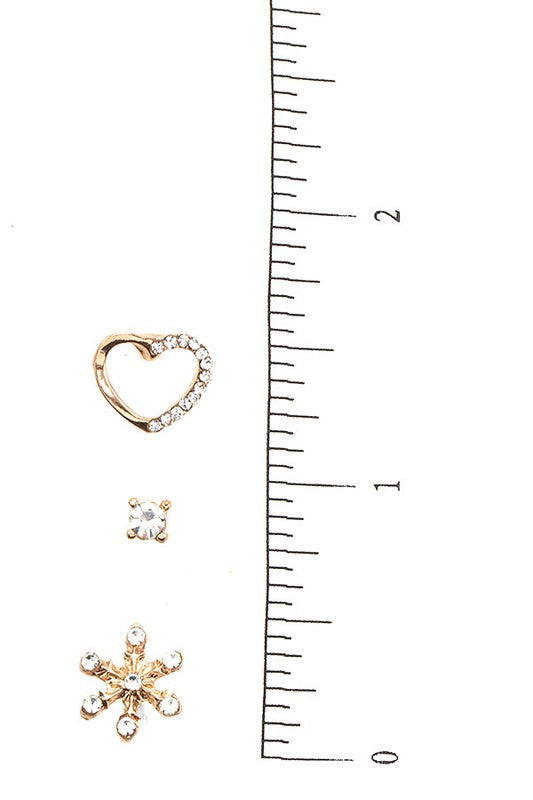 Mix Heart Post Earring Set