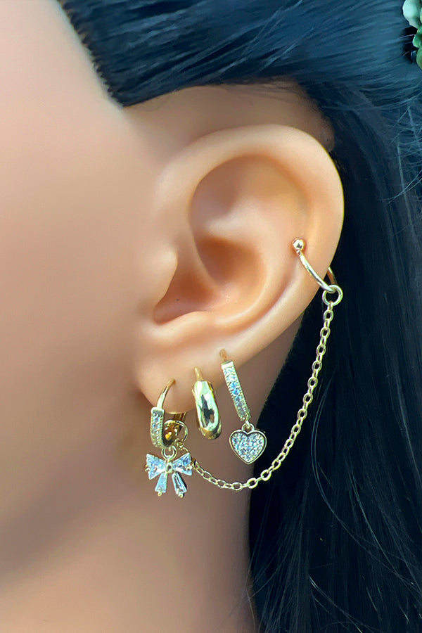 Cubic Zirconia Mix Ear Jacket Earring Set