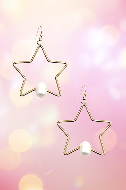 FRESHWATER PEARL STAR ACCENT EARRING