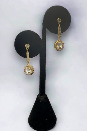 Round Gem Drop Earring