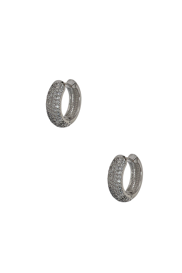 Pave Cubic Zirconia Small Hoop Earring