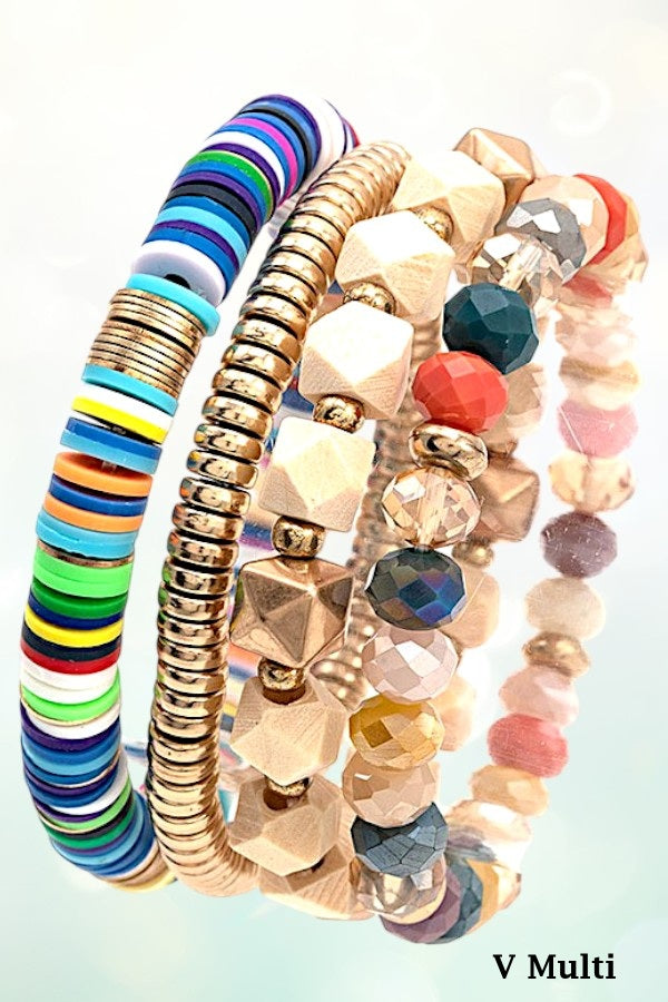 CUBIC MIX BEAD BRACELET SET