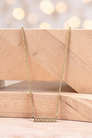 MAMA PENDANT NECKLACE AND BALL POST EARRING SET