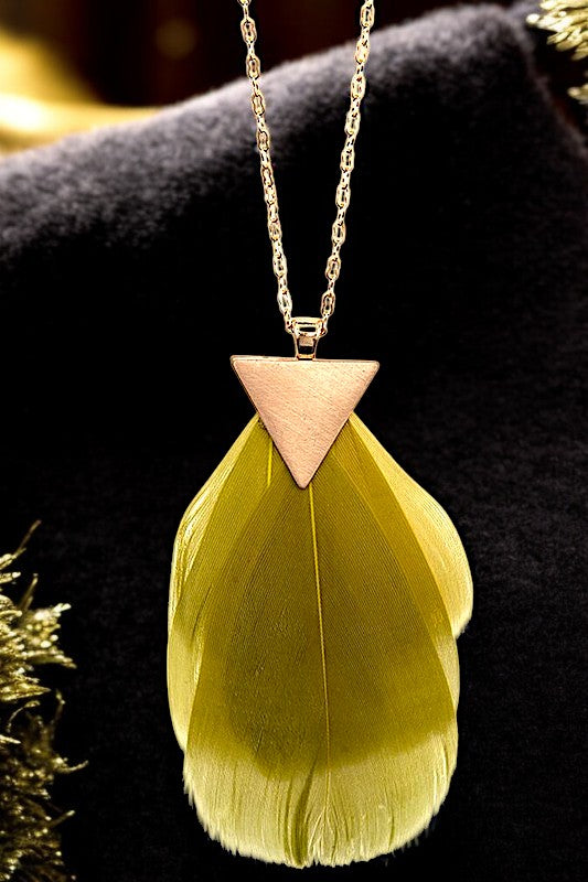 LAYERED LEAF PENDANT LONG NECKLACE SET