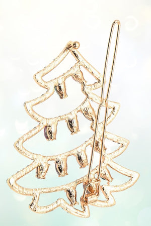 GEMSTONE CHRISTMAS TREE HAIR PIN