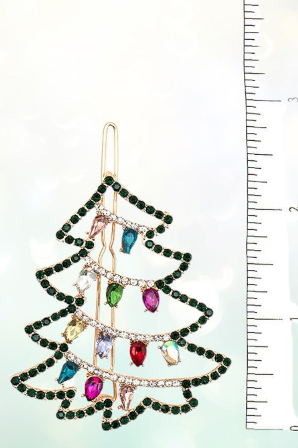 GEMSTONE CHRISTMAS TREE HAIR PIN