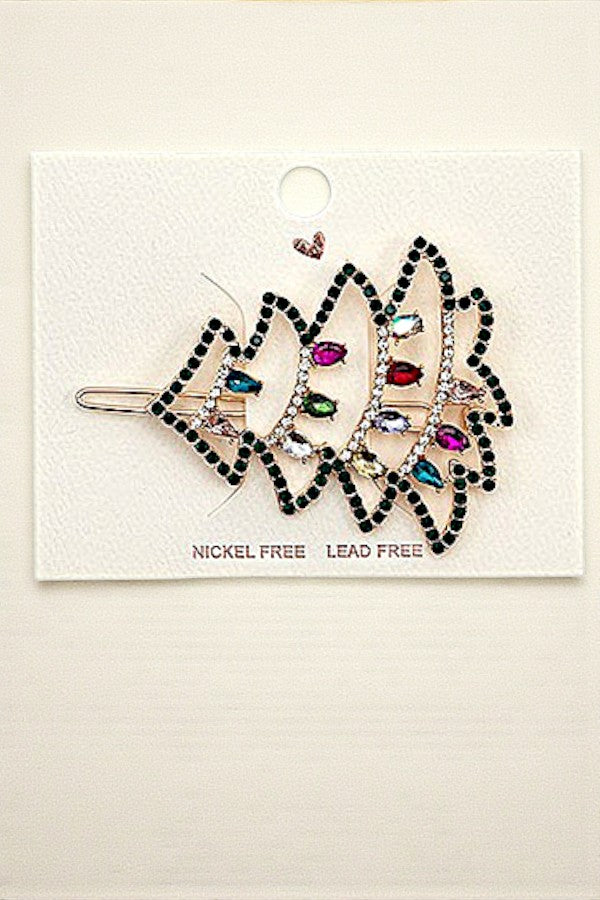 GEMSTONE CHRISTMAS TREE HAIR PIN