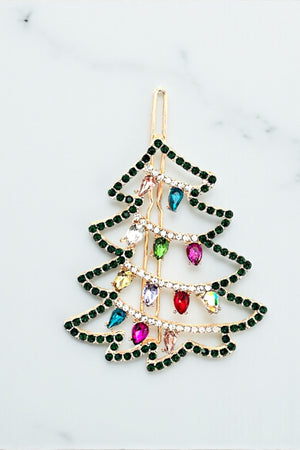 GEMSTONE CHRISTMAS TREE HAIR PIN