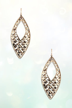 METAL WOVEN DETAIL MARQUISE DROP EARRING