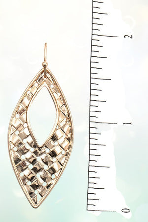 METAL WOVEN DETAIL MARQUISE DROP EARRING