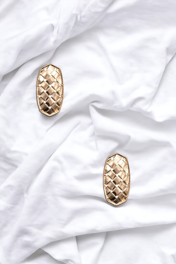 OVAL WOVEN ACCENT POST EARRING