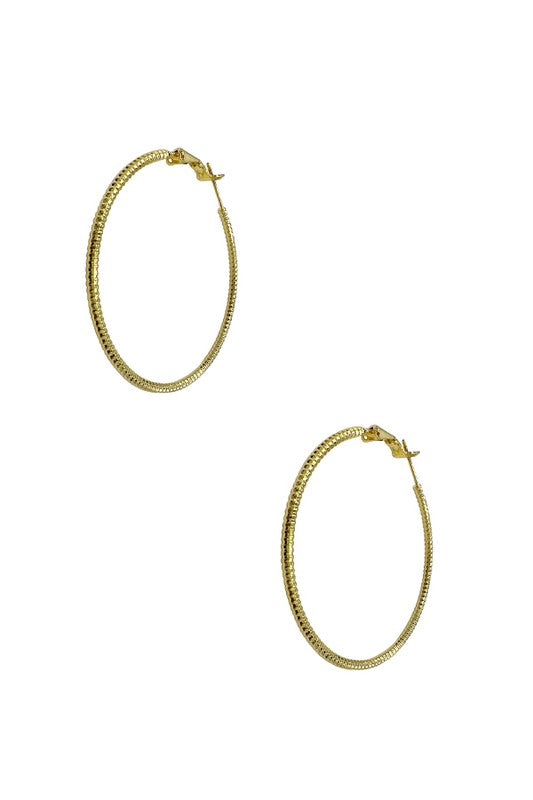 Textured Med Hoop Earring