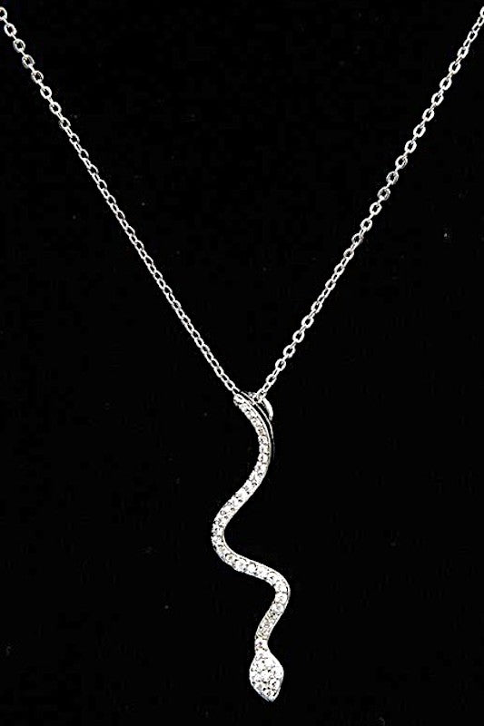 SWIRL CZ STONE PAVE PENDANT NECKLACE