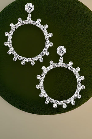 CRYSTAL GEM PAVE HOOP DROP EARRING