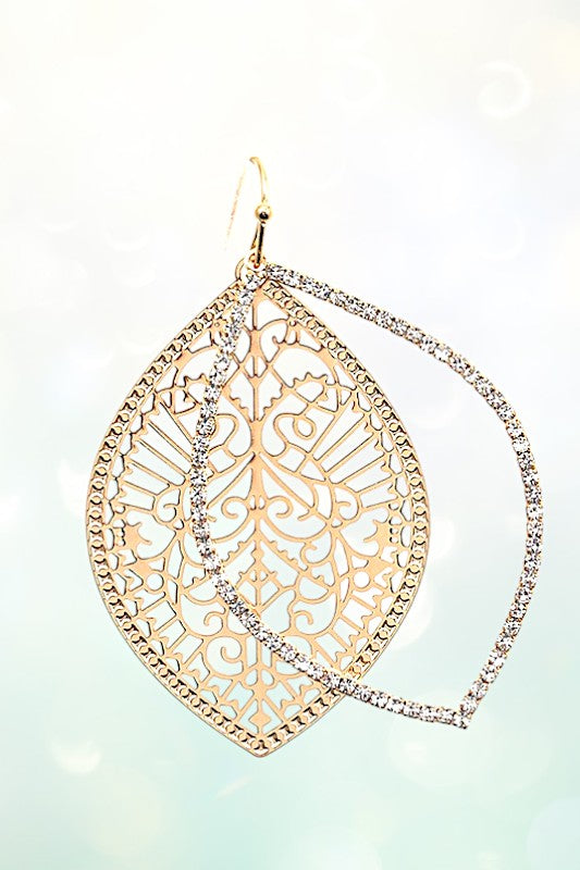 MARQUISE LASER CUT DANGLE EARRING