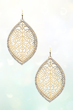 MARQUISE LASER CUT DANGLE EARRING