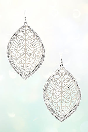 MARQUISE LASER CUT DANGLE EARRING