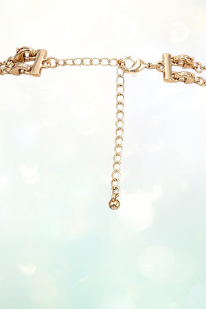 GEM PAVE MAMA PENDANT LAYERED CHAIN NECKLACE AND GEM POST EARRING SET