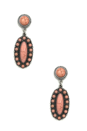 Oval Floral Gem Dangle Earring