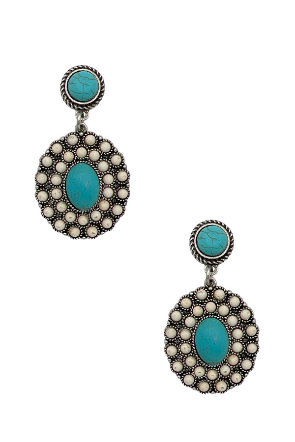Oval Floral Accent Drop Earring