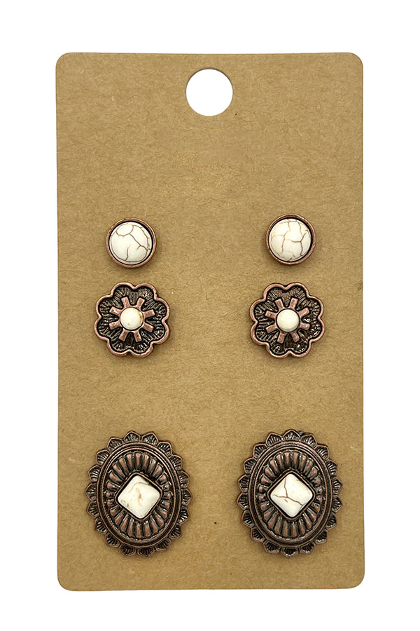 Concho Gem Framed Post Earring