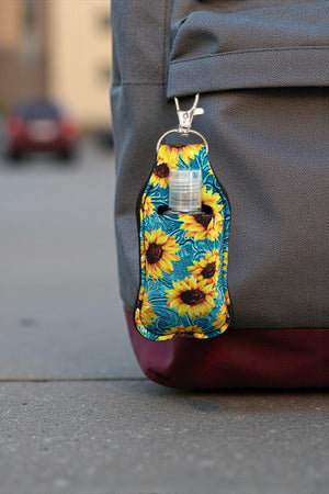 SUNFLOWER PRINT SANITIZER HOLDER KEYCHAIN