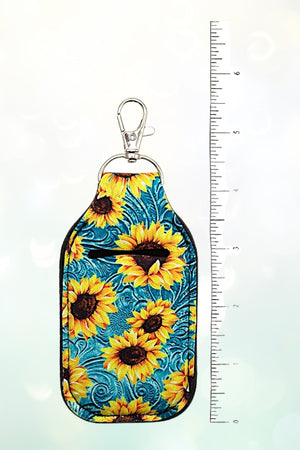 SUNFLOWER PRINT SANITIZER HOLDER KEYCHAIN