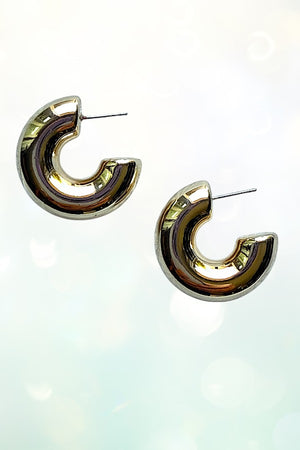 SHINY TUBE SEMI HOOP EARRING