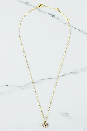 CZ STONE BUTTERFLY PENDANT NECKLACE