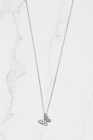 CZ STONE BUTTERFLY PENDANT NECKLACE