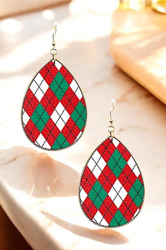 CHRISTMAS PATTERN TEARDROP EARRING