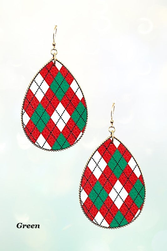 CHRISTMAS PATTERN TEARDROP EARRING