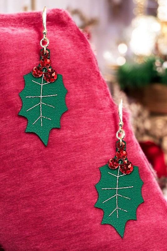 CHRISTMAS MISTLETOE DANGLE EARRING