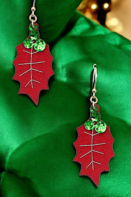 CHRISTMAS MISTLETOE DANGLE EARRING