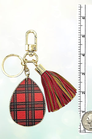 CHRISTMAS PATTERN TASSEL DANGLE FESTIVE KEYCHAIN