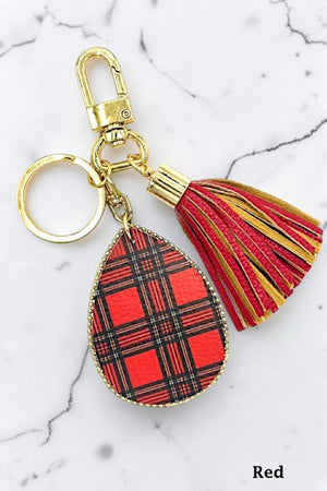 CHRISTMAS PATTERN TASSEL DANGLE FESTIVE KEYCHAIN