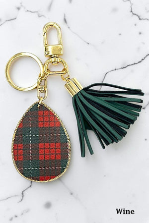 CHRISTMAS PATTERN TASSEL DANGLE FESTIVE KEYCHAIN