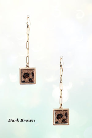 ANIMAL PRINT SQUARE FRAMED DROP EARRING