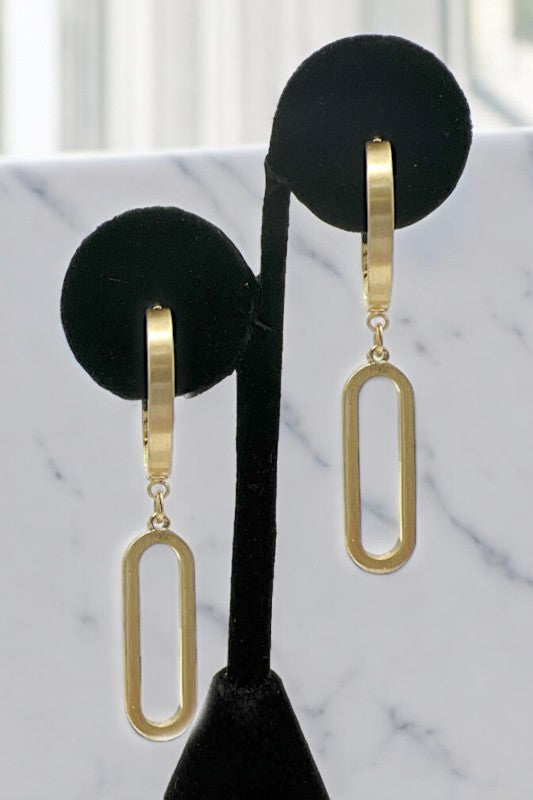 Semi Hoop Oblong Oval Drop Earring